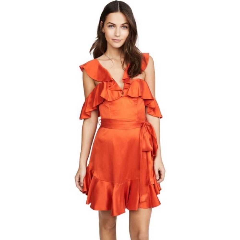 Zimmermann Cold-shoulder Silk-satin Mini Dress 2 (US 6)